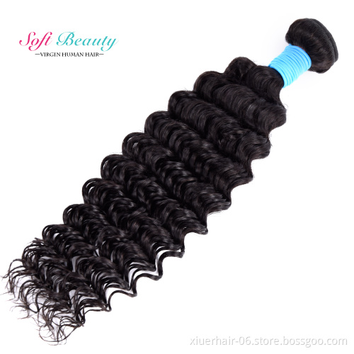 Hot Sale Cuticle Aligned 12A Double Weft Extensions 100% with Closure Deep Wave Unprocessed Mink Virgin Hair Bundles Brazilian